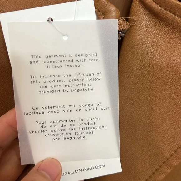 NWT 7 For All Mankind Faux Brown Leather Jacket Size XS! - Picture 5 of 6